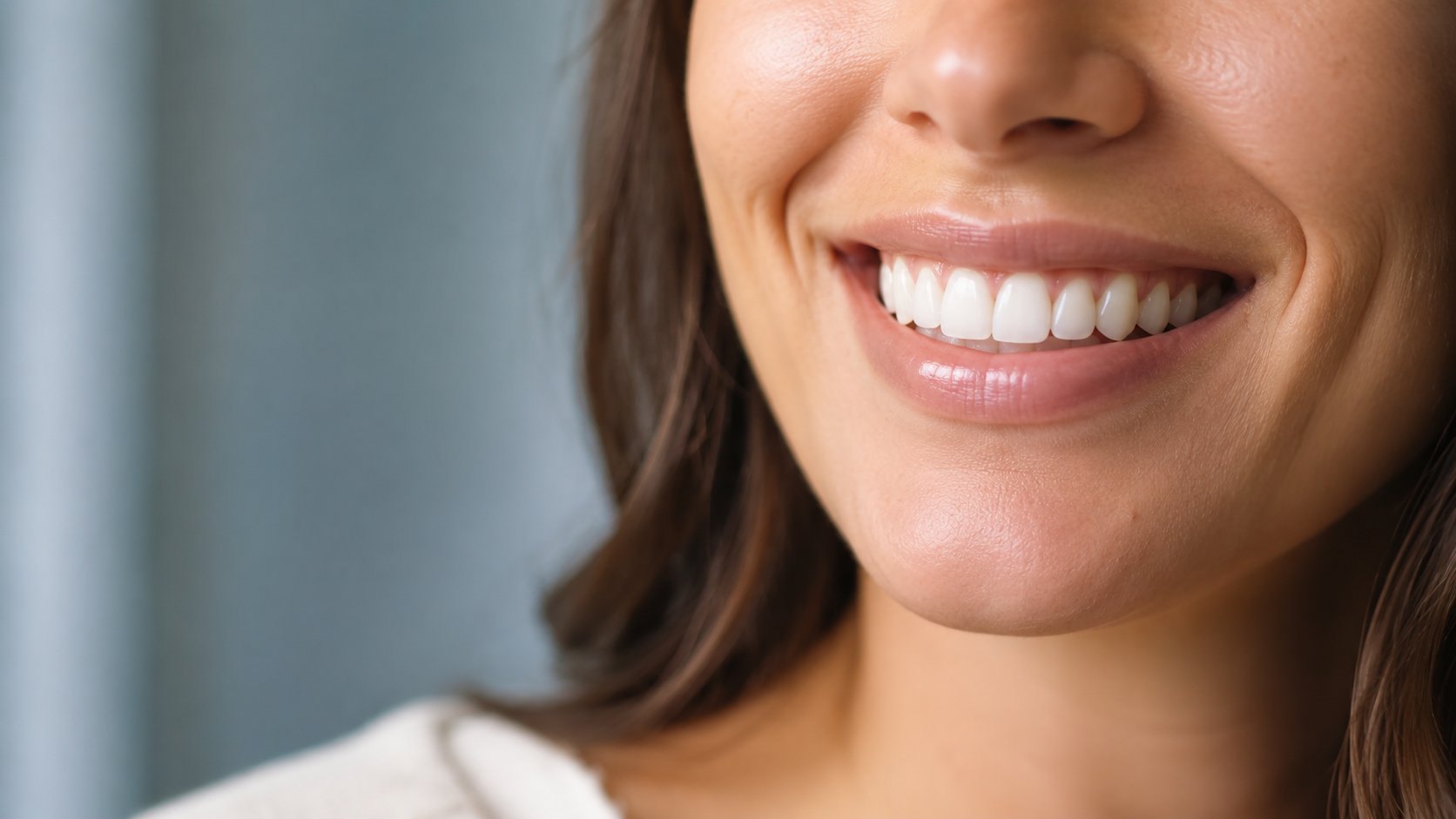 Close-up of a natural, balanced smile with healthy translucency